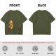Olive T-Shirt With Cartoon Running Hamburger Character Print