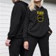 Black hoodie with Marvin text and sad face graphic