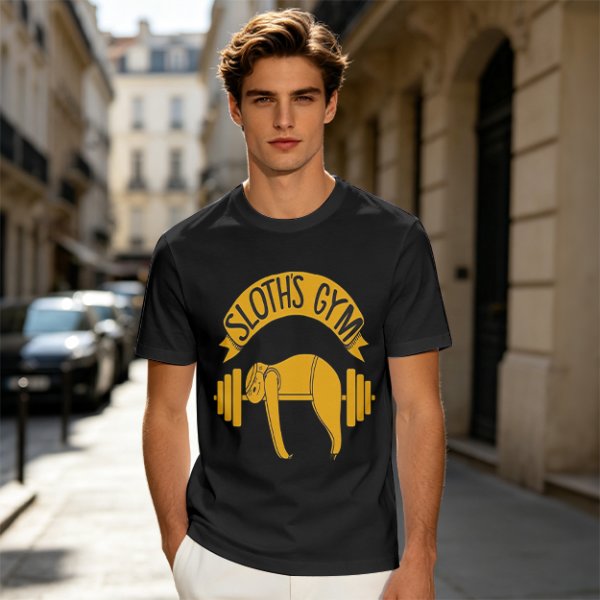 Sloth's Gym T-Shirt with Funny Lifting Sloth Graphic
