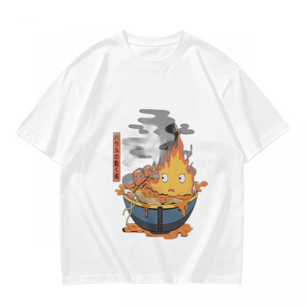 Howl's Moving Castle Calcifer Ramen Graphic T-Shirt