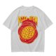Olive green graphic t-shirt with pizza atom design