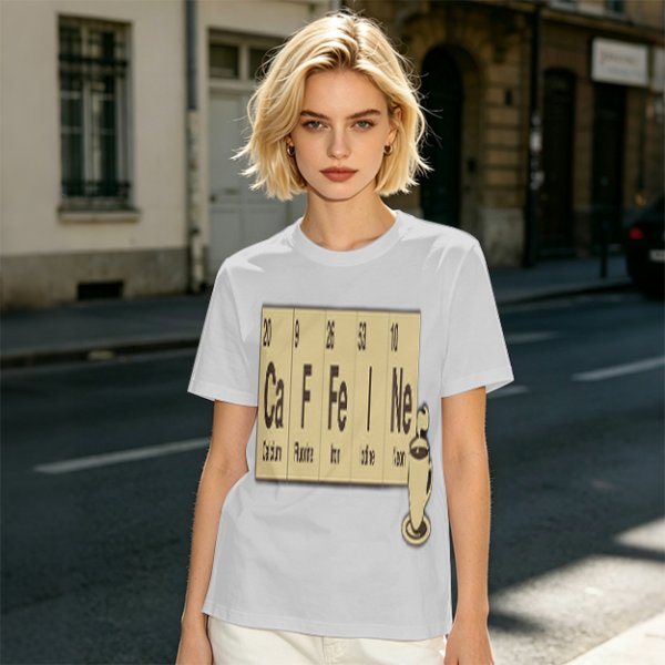 Olive Green T-Shirt With Periodic Table Caffeine Graphic