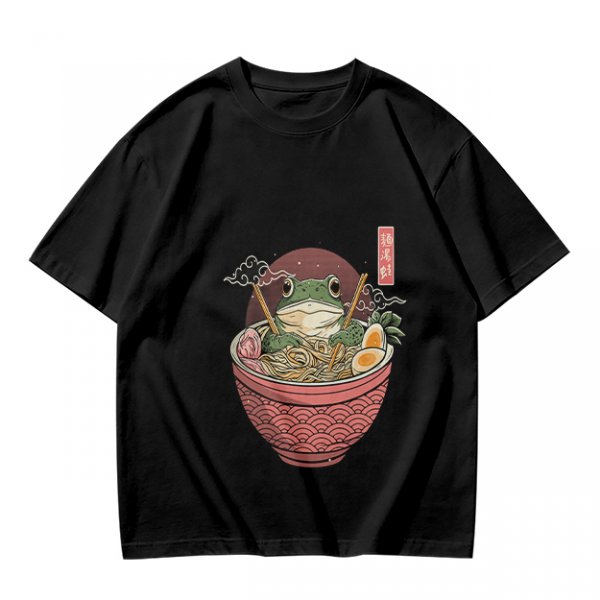 Olive T-Shirt With Frog In Ramen Bowl Japanese Art Print