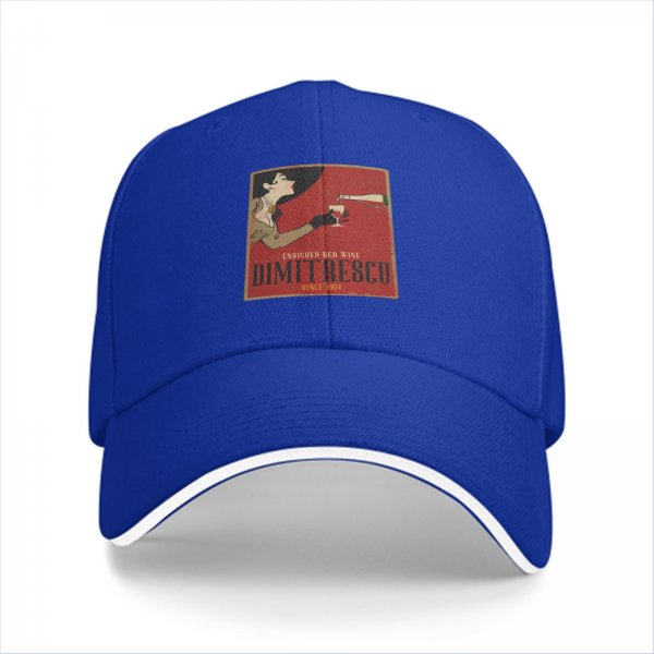Black Baseball Cap With Vintage Wine Lady Graphic Print