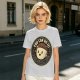 Olive green t-shirt with encouraging coffee character graphic and motivational text