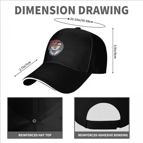 Black Baseball Cap With Surreal Sushi Portrait Graphic