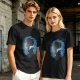 Olive T-Shirt With Anime Character Profile In Blue Cosmic Print