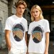 Olive t-shirt with space pizza graphic and Houston have pizza text