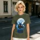 Olive T-Shirt Featuring Dragon Silhouette Under Full Moon