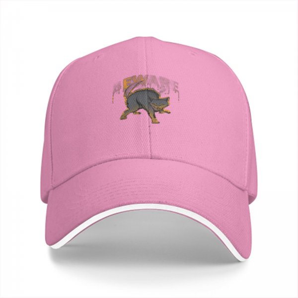 Black Baseball Cap With Aggressive Wild Boar Graphic Print