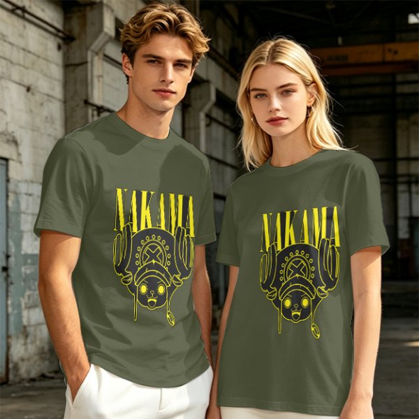 Olive Anime T-Shirt Featuring Chopper and Nakama Text