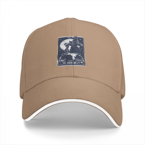 Black Baseball Cap With Witch Cat Cauldron Tarot Art Print