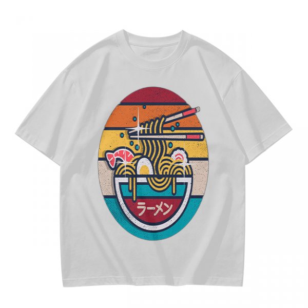 Olive T-shirt with Retro Ramen Bowl Chopsticks Graphic