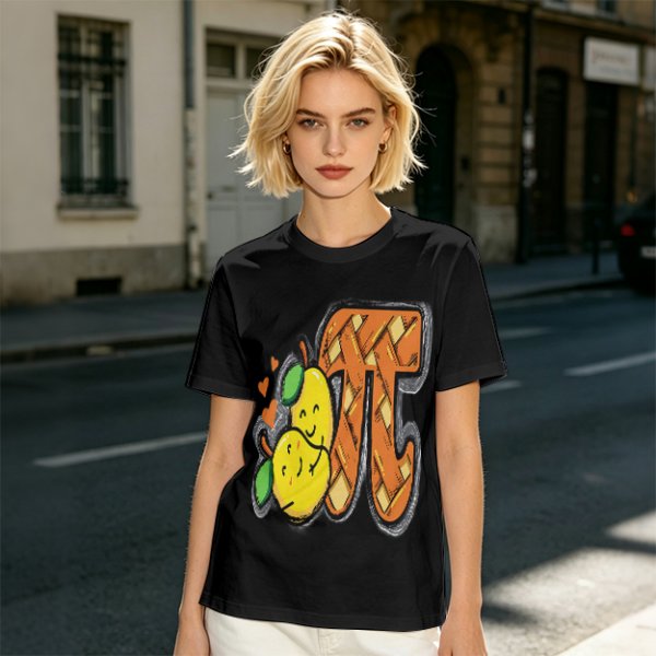 Olive green t-shirt with pear pi pie graphic design