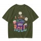 Olive T-Shirt With Cute Sushi Graphic and 'I Like The Way You Roll' Text
