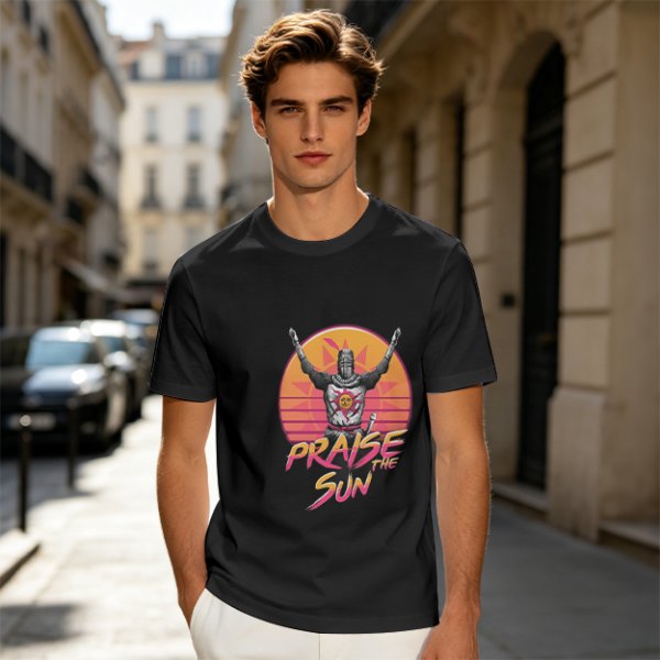 Olive T-Shirt With Praise The Sun Retro Knight Graphic