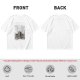 Olive green graphic t-shirt with symmetrical dark and orange artwork