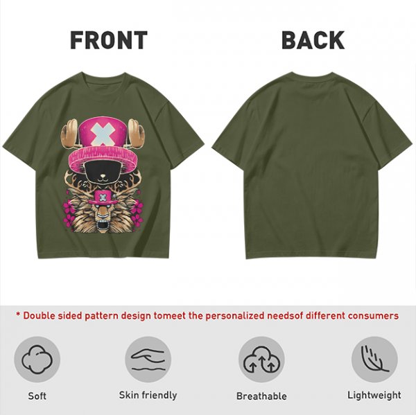 Olive T-Shirt with Tony Tony Chopper Lion Art Print