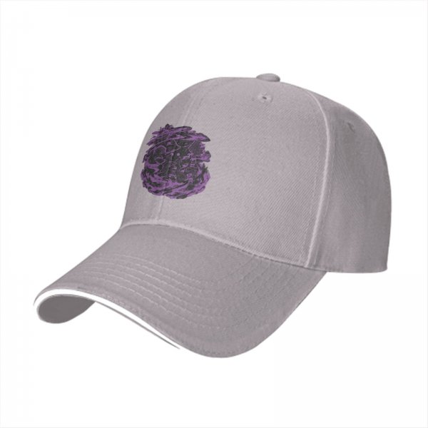 Black Baseball Cap With Purple Abstract Swirl Graphic Design