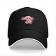 Black baseball cap with cute axolotl holding a heart mug design