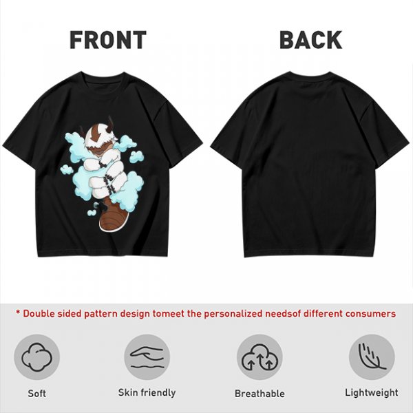 Olive Green T-Shirt With Sleeping Sky Bison On Clouds Print