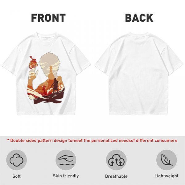 Anime Fire Bender Silhouette Graphic T-Shirt