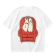 Olive T-Shirt with Cute Ghosts on Red Armchair Graphic
