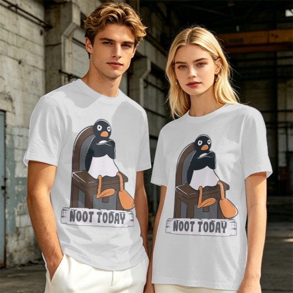 Olive T-shirt with Pingu Penguin 'Noot Today' Graphic Print
