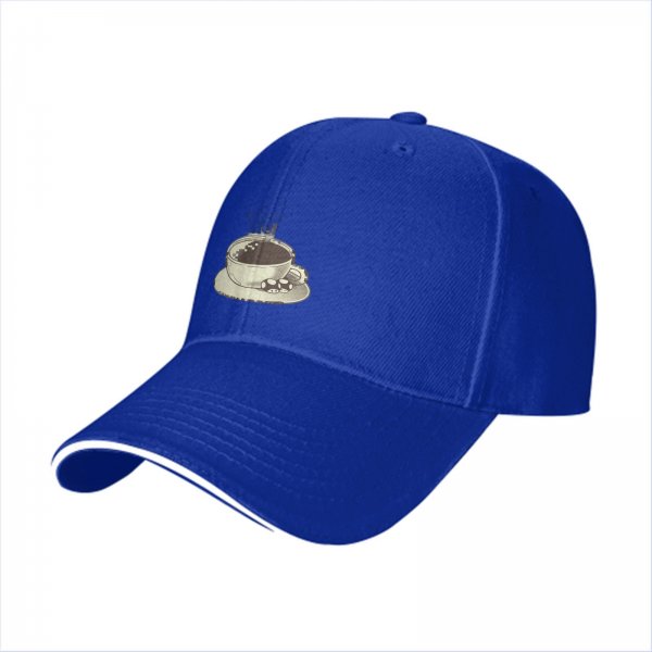 Black Baseball Cap With Coffee Cup And Cookies Graphic