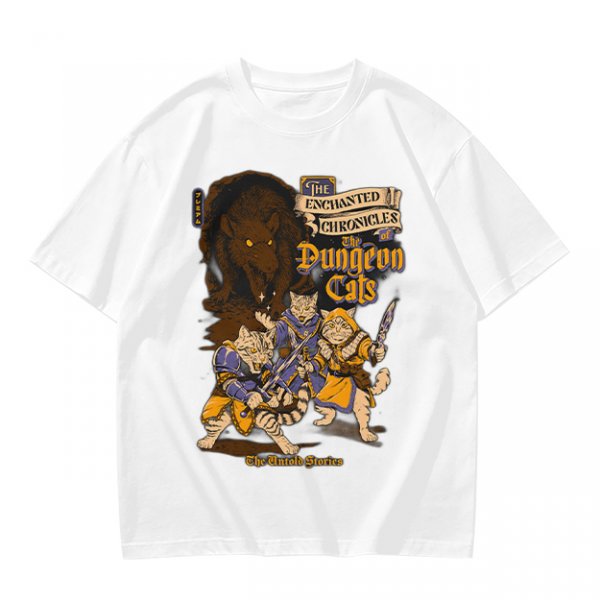 Dungeon Cats Enchanted Chronicles Fantasy Graphic T-Shirt