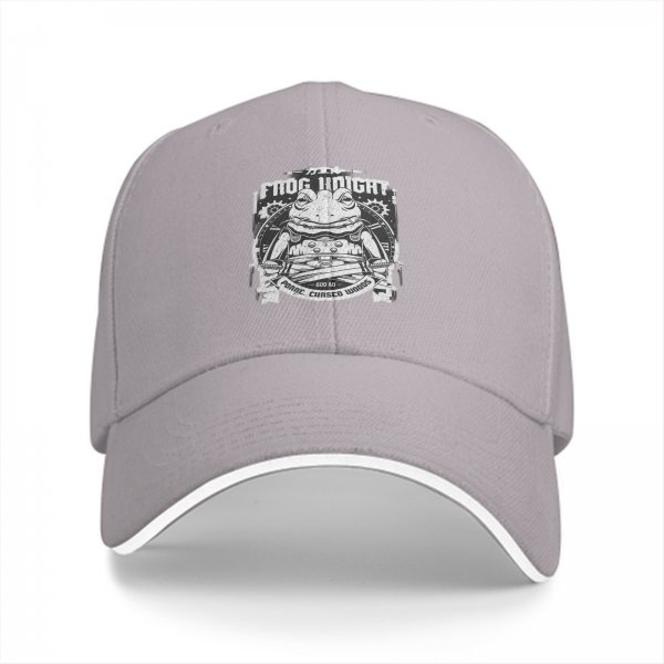Black Baseball Cap With Frog Knight Graphic Print