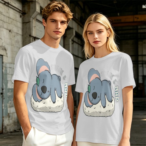 Olive T-Shirt with Sleeping Koala Nap Graphic