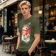 Olive green t-shirt with sarcasm juice carton and grumpy cat print