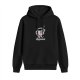Black hoodie with cute espresso cup cartoon graphic