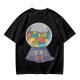 Olive T-Shirt With Cat Gumball Machine Artwork