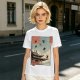 Olive T-Shirt with Ukiyo-e Style Ninja Temple Print