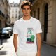 Olive green graphic tee with alien painting 'First the Earth Then Uranus'