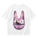 Olive T-Shirt With Witch Riding Broom Silhouette In Bunny Outline