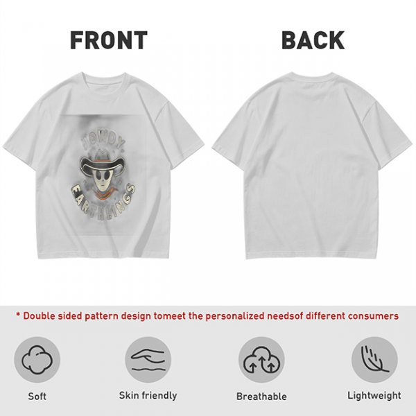 Olive t-shirt with alien cowboy howdy earthlings graphic