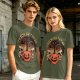 Olive Halloween Trick or Treat Skull Jack-o'-lantern Graphic T-Shirt