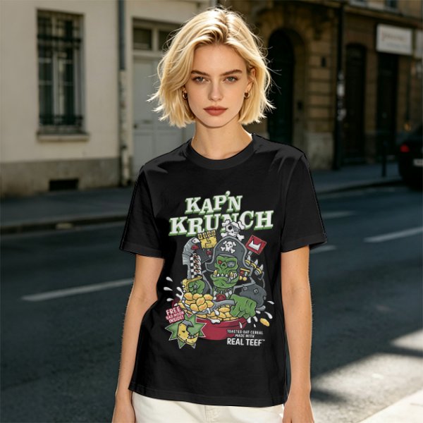 Kap'n Krunch Zombie Pirate Graphic Olive T-Shirt