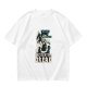 Olive graphic t-shirt with 'Fueled by Coffee & Existential Dread' grim reaper print