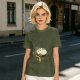 Olive T-shirt with Sleeping Totoro and Crossover Anime Characters Print