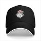 Black baseball cap with Totoro holding umbrella and red sun graphic