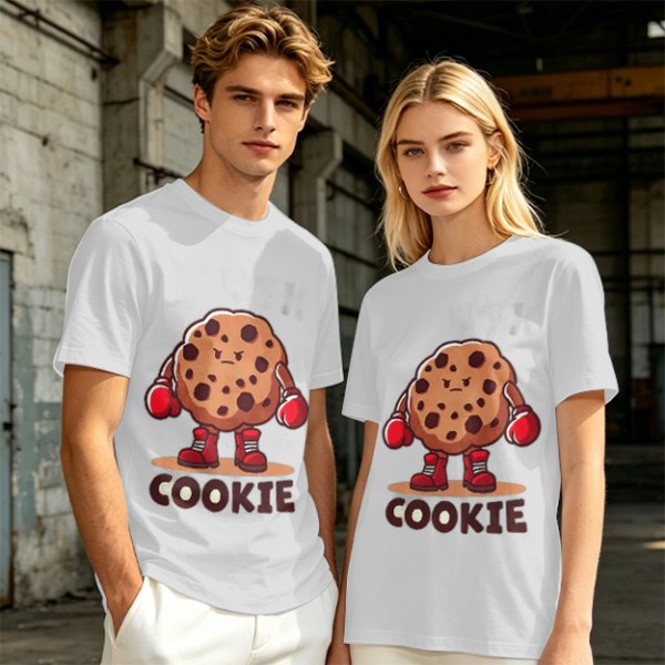 Olive T-Shirt With Angry Boxing Chocolate Chip Cookie Graphic