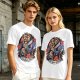 Olive T-shirt featuring The Cursed Prince Beast with roses and candelabra