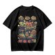 Olive T-Shirt With Halloween Themed Food And Pumpkin Cat Print