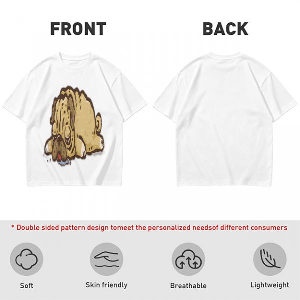 Olive Green T-Shirt With Cartoon Droopy Pug Graphic Print