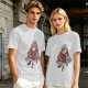 Olive T-shirt with Santa Claus on Skull Throne Graphic