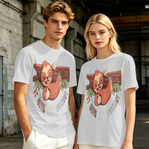 Olive T-Shirt with Cute Sloth 'It Gets Better' Graphic Print